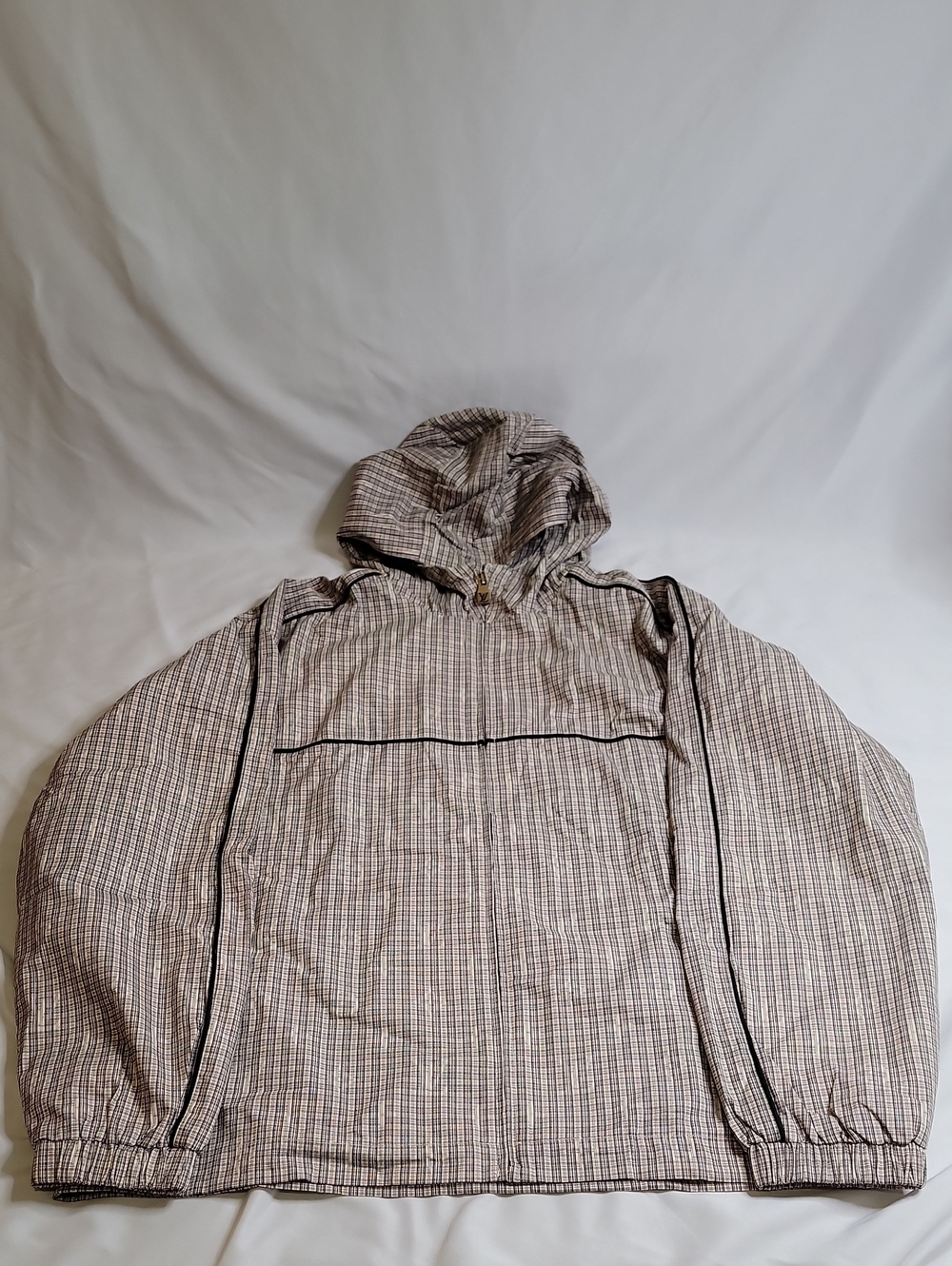 Louis Vuitton Beige Check Plaid Hooded Windbreaker